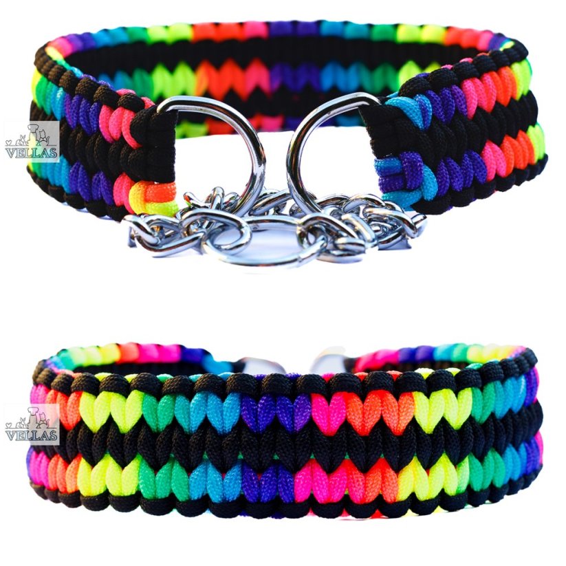 Paracordový obojek BLACK RAINBOW DOUBLE COBRA