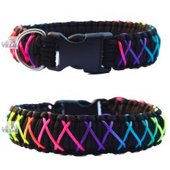 Paracordový obojek DOUBLE BLACK RAINBOW