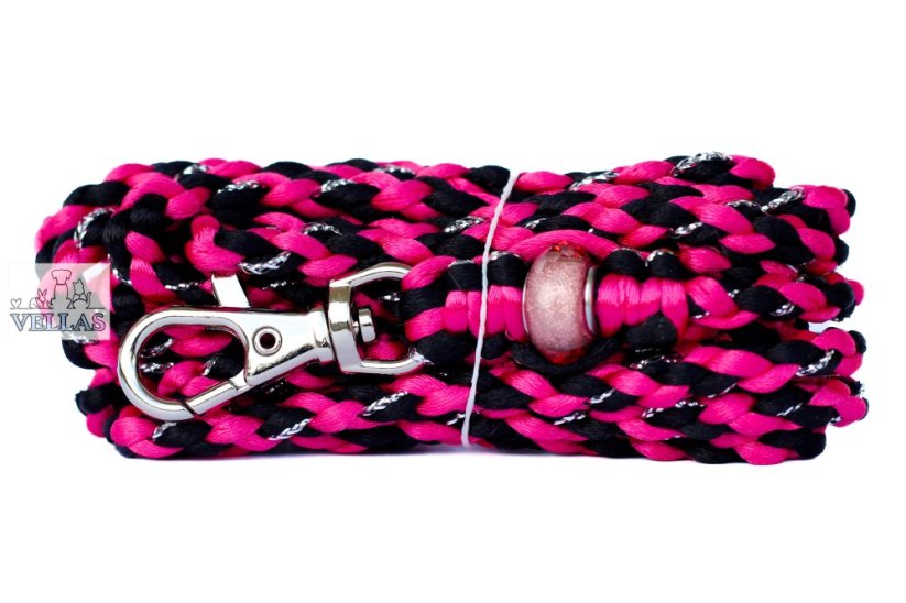 Vodítko pletené RŮŽOVOČERNÉ