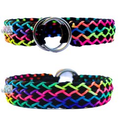 Paracordový obojek BLACK RAINBOW SPIRAL