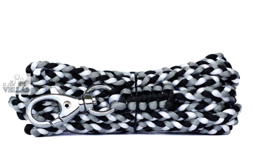 Vodítko pletené ČERNOBÍLOŠEDÉ