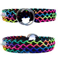 Paracordový obojek BLACK RAINBOW SPIRAL