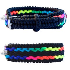 Paracordový obojek BLACK RAINBOW STRIPE