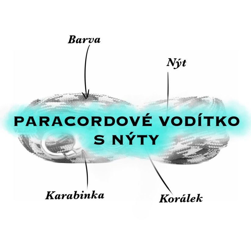 Paracordové vodítko S NÝTY - NAVRHNI SI - Délka vodítka: 3m